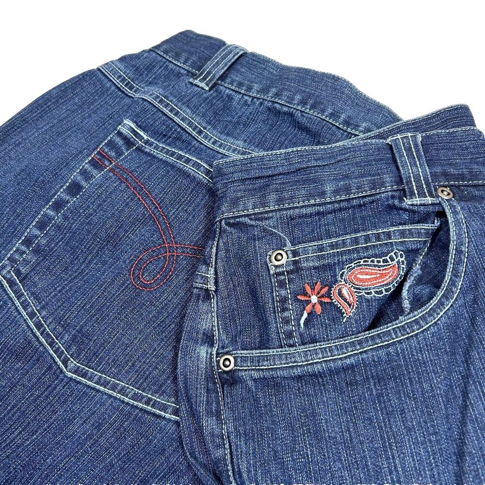 Sag Harbor Sport Jeans Size 16W Comfort Stretch Denim Pants Embroidered Paisley